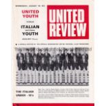 MAN UTD YOUTH Manchester United Youth home programme v Italian National Youth, 9/8/72, four page