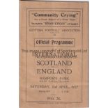 SCOTLAND - ENGLAND 1927 Scotland home programme v England, 2/4/1927 at Hampden Park, slight fold.