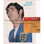 PETER BONETTI Programme and unused match ticket for Peter Bonetti Testimonial, Chelsea v Standard