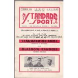 STANDARD LIEGE - RANGERS 62 Standard Sport programme, Standard Liege v Rangers, 7/2/62, European Cup