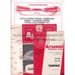 ARSENAL Fifteen home programmes. 1966 Youth Cup Final v. Sunderland and the Combination v. Swansea