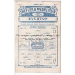 SHEF WED - EVERTON 1934 Sheffield Wednesday home programme v Everton, 20/1/1934, not ex bound