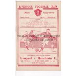 LIVERPOOL - MAN UTD 49 Liverpool home programme v Manchester United, 7/9/49, minor folds.