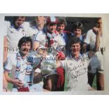 WEST HAM Col 16 x 12 photo, West Ham United players Devonshire, Allen and Stewart posing with the FA