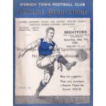 IPSWICH TOWN V BRENTFORD 1938 Programme for the Friendly match at Ipswich 7/5/1938. Slight ageing