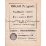 SHEFFIELD UNITED Programme for the away Friendly v. Danish Select (Utd v. Dansk Hold) 3/6/1936