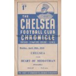 CHELSEA / HEARTS 4 Page programme Chelsea v Heart of Midlothian Friendly match 26/4/1948. Score,