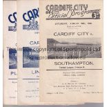 CARDIFF 48/9 Nine Cardiff home programmes, 48/9, v Grimsby, Chesterfield, Brentford, Barnsley (