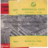 NORWICH CUP 58-9 Ten Norwich home and away programmes from the famous 1958-59 FA Cup run for the