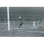 MICK JONES B/W 12 x 8 photo, showing Mick Jones scoring for Leeds United in the 1970 FA Cup Final