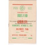 IRELAND - GERMANY 51 Republic of Ireland home programme v Germany, 17/10/51 at Dalymount Park,