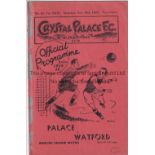 CRYSTAL PALACE - WATFORD 1935 Crystal Palace home programme v Watford, 16/11/1935, ex bound