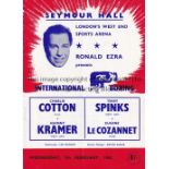 BOXING PROGRAMMES Eleven programmes at London venues including Cotton v Kramer 7/2/62, Cullen v