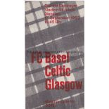 BASEL - CELTIC 63 FC Basel home programme v Celtic, 17/9/63. Cup-Winners Cup. Good