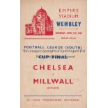 WAR CUP FINAL 1945 Programme Chelsea v Millwall Football League Cup Final (South) 7/4/1945 at