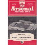 ARSENAL / MAN UNITED Programme for the match before the Munich disaster Arsenal v Manchester