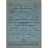 WEST HAM / CHELSEA Single sheet programme West Ham United v Chelsea FA Cup 4th Round 30th January