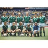 NORTHERN IRELAND Col 12 x 8 photo, showing Northern Ireland players posing for a team photo prior to