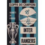 INTER- MILAN - RANGERS 64/5 Italian programme covering Inter Milan v Rangers, 17/2/65, European