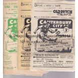 CANTERBURY CITY Twelve Canterbury City home programmes, 40s/50s, includes v Folkestone and Maidstone