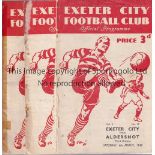 EXETER CITY 47-8 Four Exeter City home programmes 47/8 in sub-standard condition, v Watford (