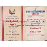 ENGLAND Two home programmes, v Belgium 19/1/46 at Wembley (slight wear along fold) and v Italy 30/