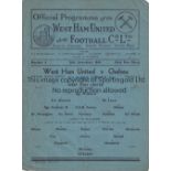 WEST HAM / CHELSEA POSTPONED Single sheet programme for the postponed West Ham United v Chelsea