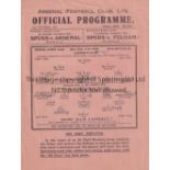 ARSENAL V. WEST HAM UNITED 1943 Single sheet programme for the FL South Arsenal home match 11/12/