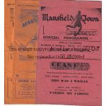 MANSFIELD Three Mansfield Town home programmes v Oldham ( team changes/score/ folds) 1948/49, Barrow