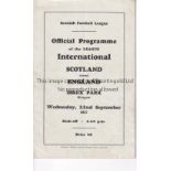 SCOTTISH LEAGUE V FOOTBALL LEAGUE 1937 Programme for the Inter-League match at Ibrox Stadium 22/9/