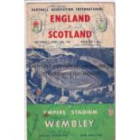 SCOTTISH (CELTIC) AUTOGRAPHS Programme, England v Scotland 1961, the programme is in only fair
