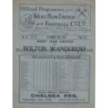 WEST HAM - BOLTON 1927 West Ham home programme v Bolton, 10/12/1927, slight folds, score noted.