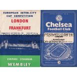 FAIRS CUP 1950'S Two programmes for Inter-Cities Fairs Cup matches: At Wembley 26/10/1955 London v