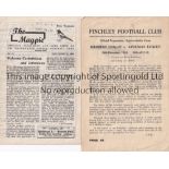 AMATEUR Two Amateur Inter-League programmes, Isthmian League v Athenian League, 26/12/46 at Finchley