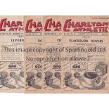 CHARLTON Eleven Charlton Athletic home programmes - 1944/45 (1), 1945/46 (3),1946/47 (4), 1949/50 (