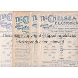 CHELSEA Sixteen Chelsea Reserves home programmes Crystal Palace 18/11/1919 (frayed edges) & 24/1/