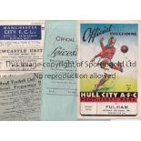 FULHAM 46-7 Nine Fulham away programmes, 46/7, includes friendly at Hull 25/1/47 and League at