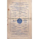 BLACKBURN ROVERS V MANCHESTER UNITED 1959 Single sheet programme for the Youth Cup Semi-Final at