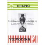 VOJVODINA - CELTIC 67 Exceedingly scarce Vojvodina home programme v Celtic, 1/3/67, European Cup,