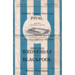 1943 WAR CUP FINAL NORTH Official programme, Sheffield Wednesday v Blackpool, 8/5/43 at Sheffield,