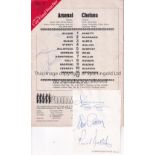 ARSENAL AUTOGRAPHS An album sheet signed on one side by Kenny Samson, Steve Gatting and Paul Davis