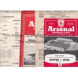 ARSENAL Four Reserve team home programmes v. Coventry City 17/9/1947 single sheet slightly