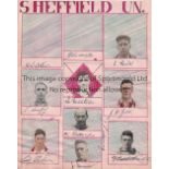 SHEFFIELD UNITED AUTOGRAPHS 1928/9 Sheet with 11 autographs and 8 portrait pictures. Generally good