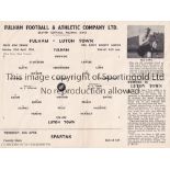 FULHAM - LUTON 56 Single sheet Fulham home programme v Luton, 23/4/56, Reg Lowe Benefit match,