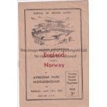 MIDDLESBROUGH F.O.B 51 Middlesbrough programme produced for Amateur International, England v Norway,