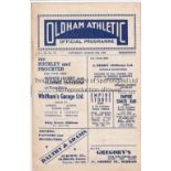 OLDHAM - MAN CITY 53-4 Oldham home programme v Manchester City, 13/3/54, friendly arranged because