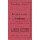 DULWICH - WIMBLEDON 1932 Dulwich Hamlet home programme v Wimbledon, 29/10/1932, Isthmian League.