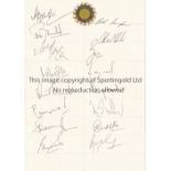 INDIAN CRICKET AUTOGRAPHS An A4 sheet signed by 16 players from the World Cup 1999 team including