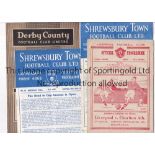 MISCELLANY Four programmes, Liverpool v Charlton 29/11/48, (fold, generally good), Shrewsbury v