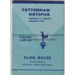 TOTTENHAM 54-55 Tottenham Hotspur Club Rule booklet 1954-55, also doubled as Players Admission